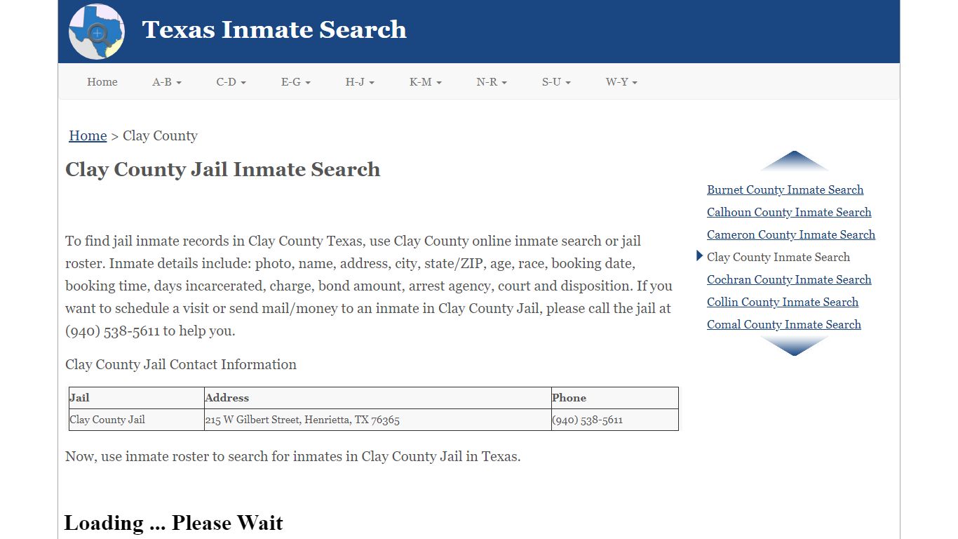 Clay County Jail Inmate Search